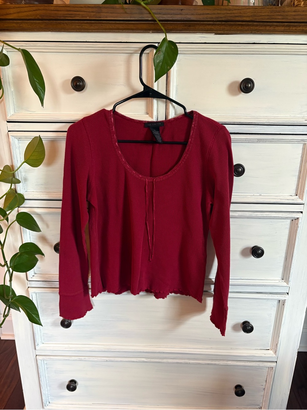 The Limited Long-Sleeve Scoop Neck Thermal Top - Burgundy